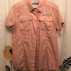 Magellan fishing shirt in salmon plaid